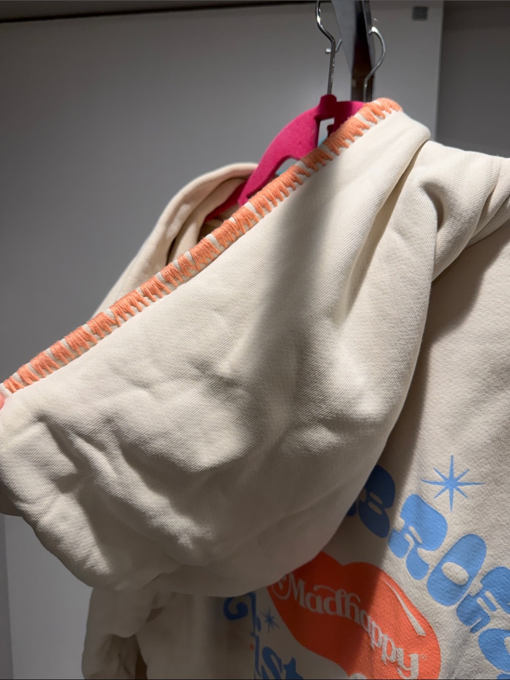 Madhappy Cream Hooded Sweatshirt with Embroidered Logo - Picture 2 of 5